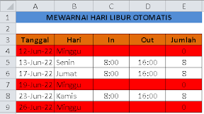 Cara Mewarnai Hari Libur Otomatis Dalam Absensi Menggunakan Rumus Excel